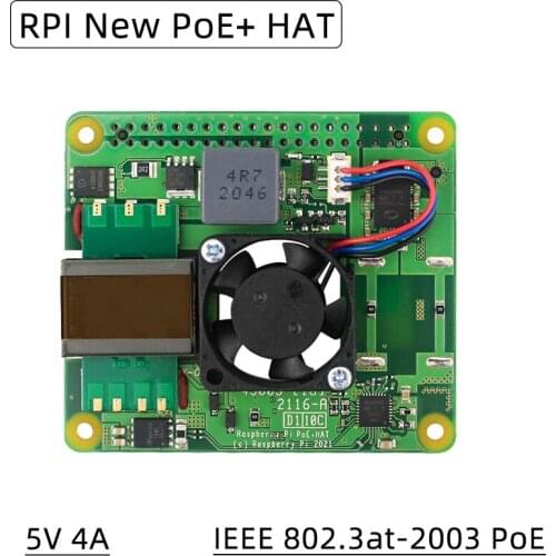 Original Raspberry Pi PoE+ HAT 802.3AF AT Power Sourcing Required 5V 4A Output For Raspberry Pi 3B+ 4B Model B