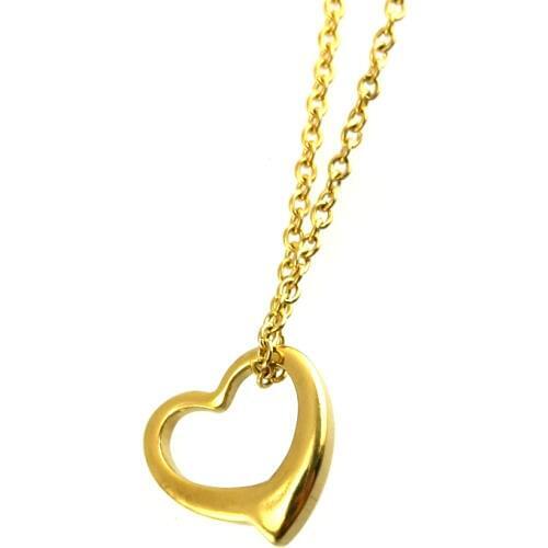 Women Jewelry Stainless steel Women Heart choker gold color necklace Brand New Rolo Cable Chain Necklace Friendship Gifts