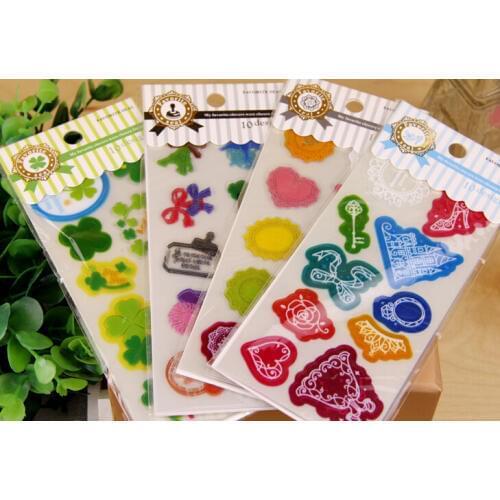 DIY Photo Album Scrapbooking Flower PVC Sticker Transparent Decoration Stickers Daiary book 6sheets /set 4set /Lot