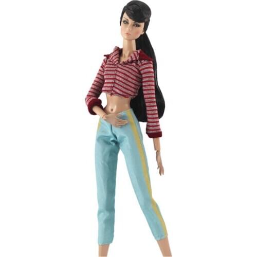 Modern Fashion Jeans Outfit Set for Barbie 11 Inches BJD FR SD Doll Clothes Dollhouse Roll Play Accessories