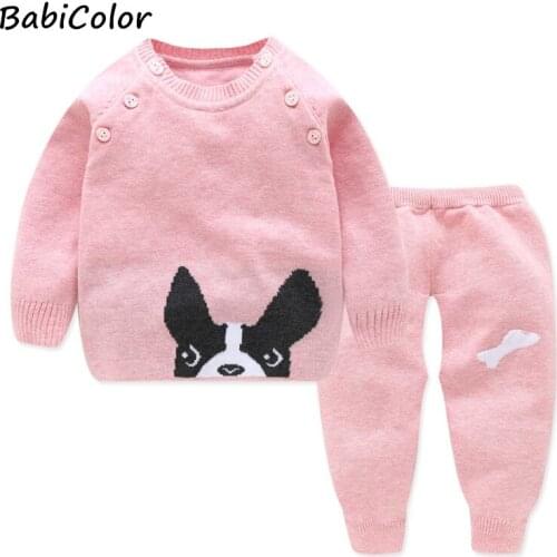 Baby Girls Clothes Set Autumn Winter Cartoon sweater Clothing Set New Kids Knitted Sweet Outfit Children Clothes Suit