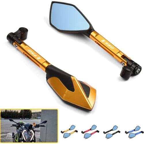 For Kawasaki Z750 Z750/S 2004-2010 2011 12 Universal CNC Aluminum Motorcycle Handlebar Rear View Mirrors Blue Anti-glare Mirror