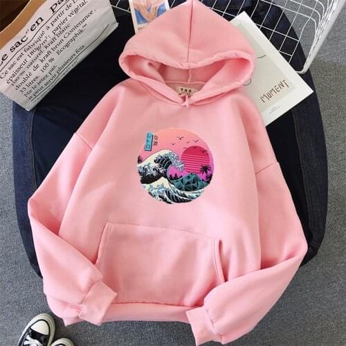 The Great Retro Wave oversized women Hoodies Pullover Harajuku loose Fleece Streetwear Outwear Sweatshirts for women clothes