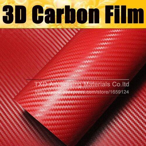 127X30CM Red carbon film Waterproof DIY Car Motorcycle Sticker 3D Carbon Fiber Vinyl Wrapping Film Car Accessories Film