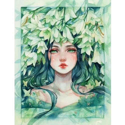 Poured Glue 5D Diy Diamond Painting Kits Cartoon Girl Portrait Full Round Dirll HD Quality Embroidery Mosaic Kit Handmade