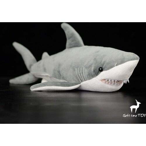 High Quality Real Life Great White Shark Plush Toys Stuffed Animal Toy Soft Lifelike Fish Dolls Kids Toys 40CM