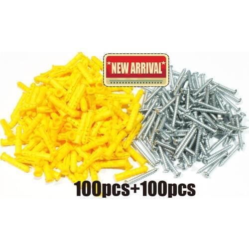 High Quality Plastic Expansion Pipe Wall Plugs Plastic Expansion With Screw Kit 6x30mm 100pcs