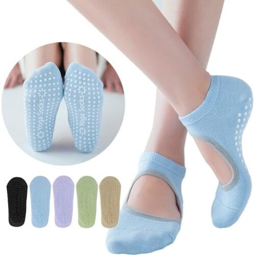 Women Pilates Socks Backless Breathable Non-slip Yoga Socks Ballet Dance Sports Fitness Socks Silicone Gel Grip Short Sock