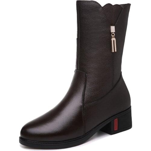 Round Toe Thick Heel WomenS Boots, Side Zipper Solid Color Mid-Tube Boots, WomenS Platform Shoes