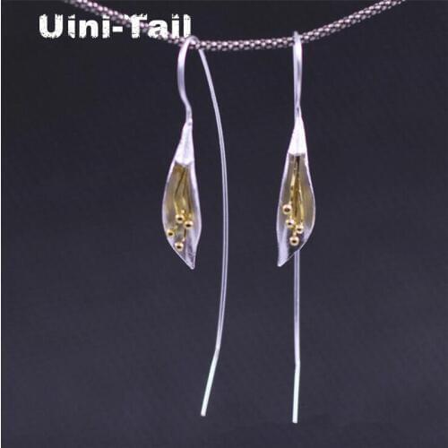 Uini-Tail new 925 sterling silver Thai silver craft horseshoe lotus earrings Thailand Chiang Mai handmade ladies earrings GN590