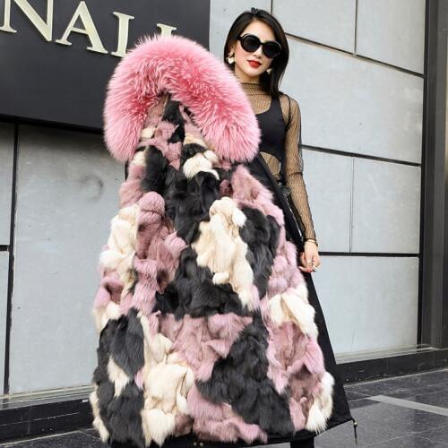 Xlong Detachable Fox Fur Liner Women Winter Coat With Real Fur Parkas Mujer 2019 Raccoon Fur Collar Jacket Female Outwear Coats