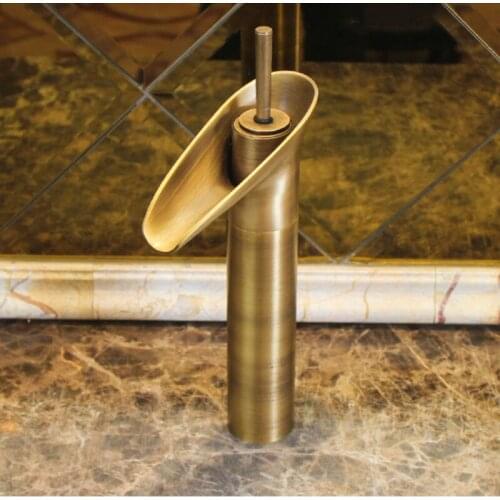 Bathroom gold lavatory waterfall Faucet hot and cold Crane Brass sink mixer Waterfall Sink Faucet Single Handle water faucet