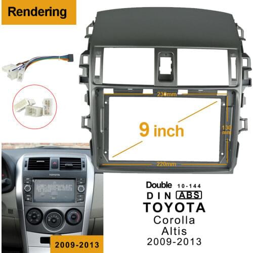1/2Din Car DVD Frame Audio Fitting Adaptor Dash Trim Kits Facia Panel 9" For Toyota Corolla Altis 09-13 Double Din Radio Player