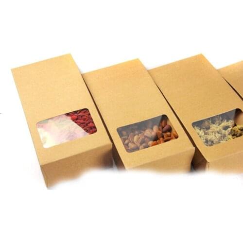 10*23.5*3cm 50pcs Brown Stand Up Kraft Paper Bags Boxes Recyclable Wedding Gift Jewelry Food Package Paper Box