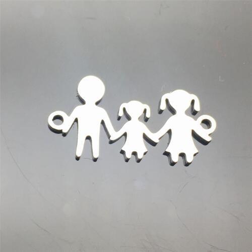 Stainless Steel Connectors 10pcs Mirror Polish Mama Dad Parents Girl Family Necklace Connector Diy Bracelet Jewelry Make Finding