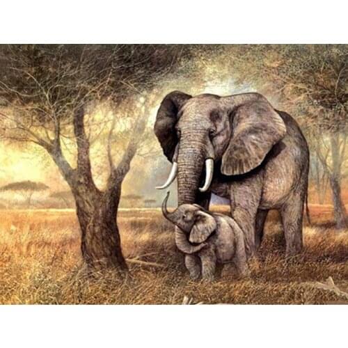 5D DIY Wild Animal Elephant Father And Son Diamond Painting Full Drill Embroidery Cross Stitch Mosaic Home Decor Christmas Gift
