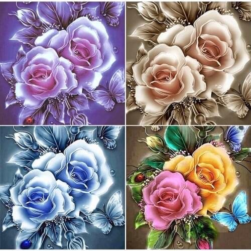 Diamond Painting Cross Stitch Rose Flower 5D DIY Diamond Embroidery Kit Full Square/Round Art Rhinestone Picture Home Decor Gift