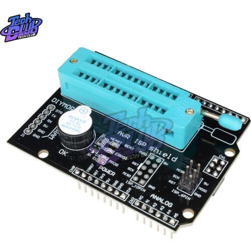 AVR ISP Shield Burner Bootloader Programmable Expansion Board Module Buzzer LED Indicator for Arduino Uno R3 Mega2560 Atmega328P