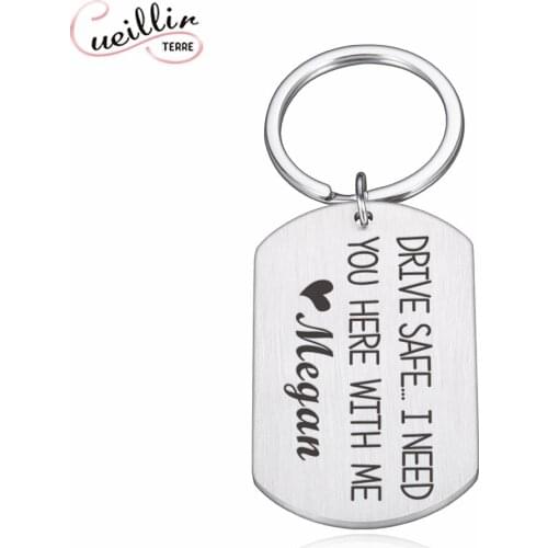 Simple Style Travel Safety Customized Keychain Fathers Day Ride Safe Keychain Gift For Him Boyfriend Husband Dad Couples