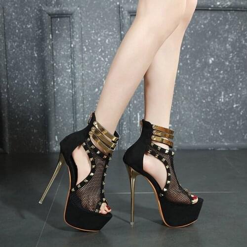 17CM Platform Sandals Women Sexy Fetish Shoes Pole Dance Stripper Heels Nightclub Fashion Metal Decoration Full Dress Party New