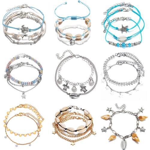 Tortoise Shell Star Summer Female Anklets Barefoot Sandals Foot Jewelry on Leg Anklets Foot Ankle Bracelets For Women Leg Chain