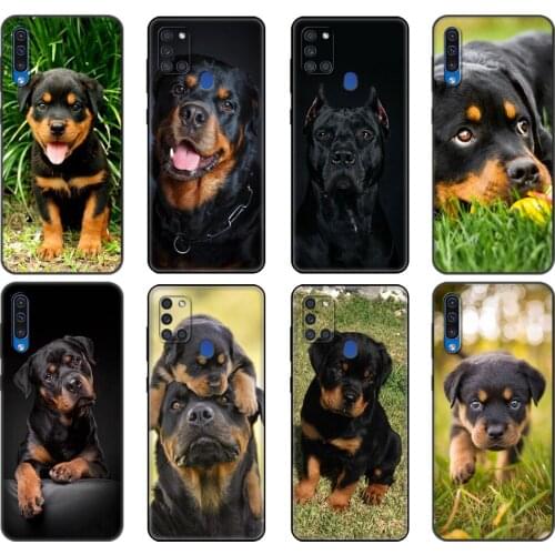 Black tpu Case For Samsung Galaxy A50 50S A30S A10 A01 A11 A21S A31 A41 A51 A71 M21 M30S S10 LITE Cover Cute Rottweiler Dog