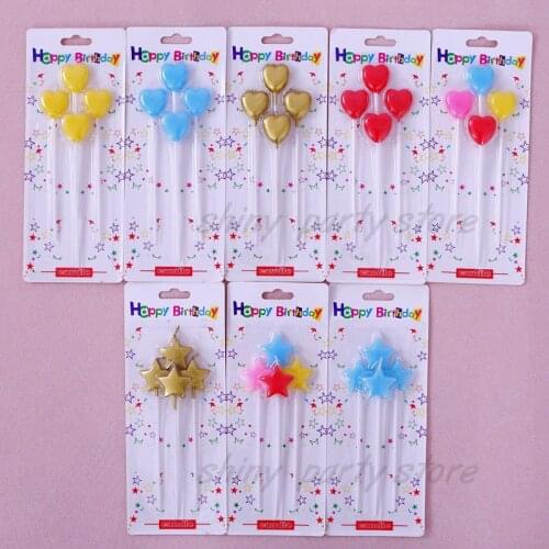Birthday Party Decorative Candle Color Gilded Love Candle Five Pointed Star Candle Party Long Pole Birthday Candle Supplies