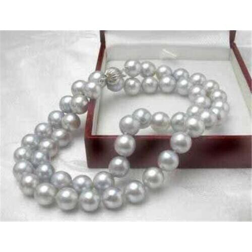 Hot sale new Style Rare! 8mm Silver Gray SEA SHELL SHELL PEARL NECKLACE 18" AAA