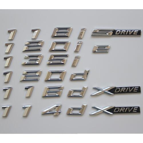 Chrome Trunk Letters Badges Emblem Emblems for BMW 1 Series F20 F21 116i 118i 120i 140i 125i 118d 114d 120d XDrive 2016-2018