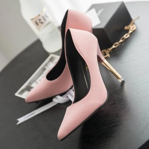 Korean version of the summer new shallow mouth pointed high heels fashion matte stiletto sexy pink high heels