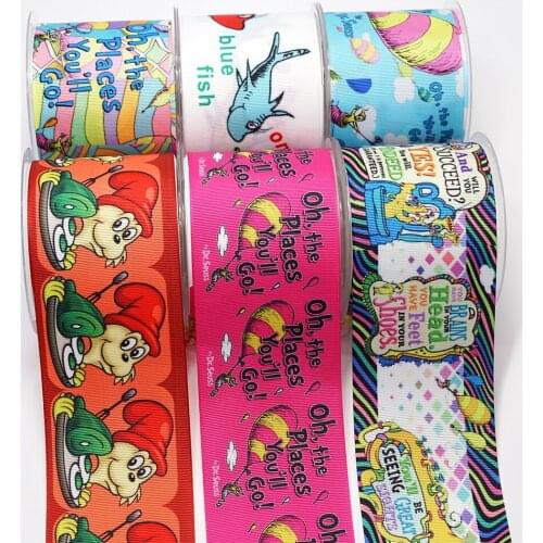 Free shipping 50 yard per size cartoon printed grosgrain ribbon 14154