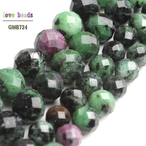 AAA Natural Faceted Rubys Epidote Stone Round Beads for Jewelry Making Diy Bracelet Necklace 7.5'' strand 6mm 8mm