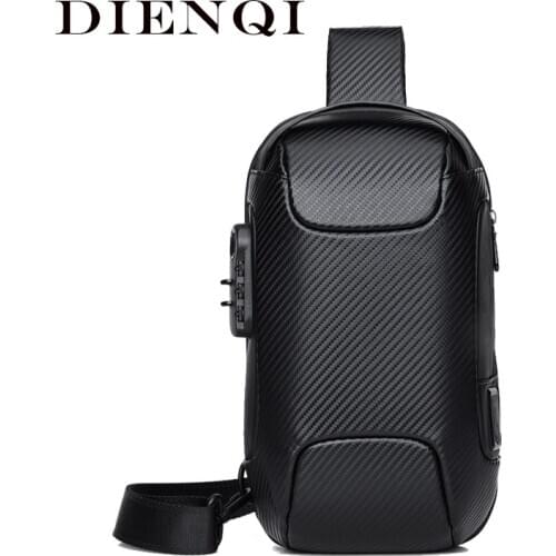 DIENQI Carbon Fiber Men Shoulder Bag 2020 Multifunction Sling Bag Waterproof Side Cross Body Bag Male Travel Personal Pock Bag