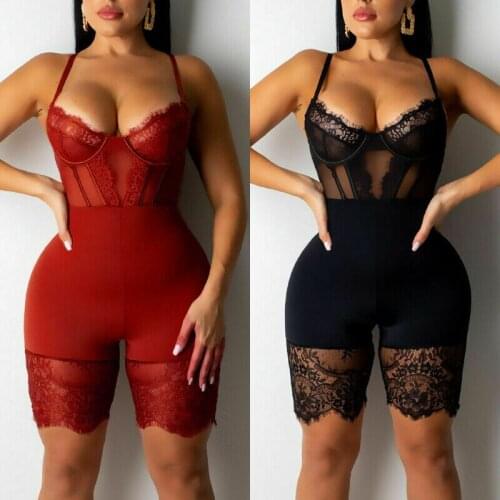 New 2021 Women Mesh Lace Jumpsuits Sexy Strappy Strapless Bodycon Playsuits Ladies Sleeveless High Waist Jumpsuits Set