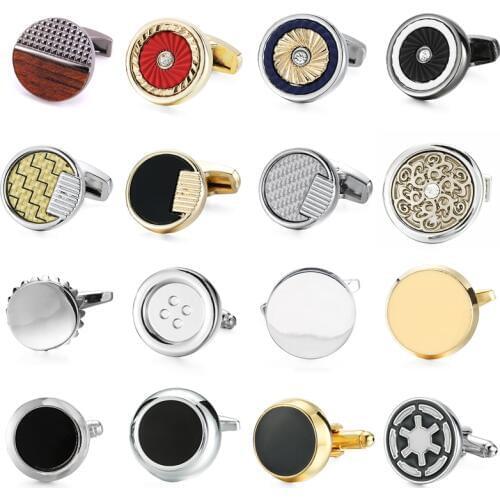 Novelty Cuff links Mens Old craftsman carving Polished Fashion pattern round Design Stainless steel Gift cufflinks Jewelley