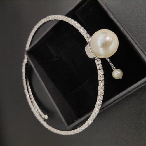 OL Pearl Rhinestone Pendant Necklace Sweet Princess Style Silvat Pearl Necklace