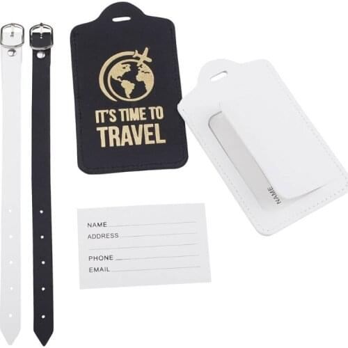 ITS TIME TO TRAVEL PU Leather Luggage Tags Privacy Protection Travel Bag Labels Suitcase Tag
