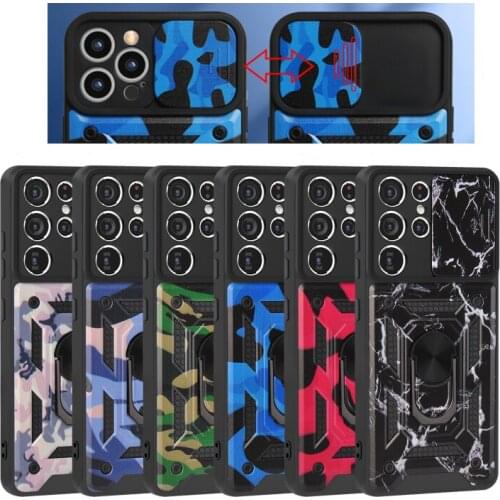 Camouflage ShockProof Armor Case For Xiaomi Mi 11i Little Poco X3 NFC F3 Redmi Note 10 Pro 10S Slide Window Magnet Case Cover