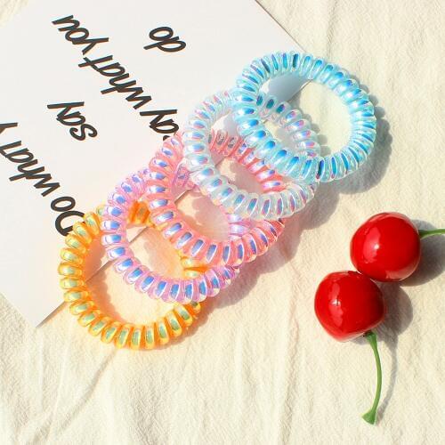 5PCS Telephone Wire Elastic Hair Bands For Girls Bright Colorful Headwear Ponytail Holder Rubber Bands Women Hair Accessories