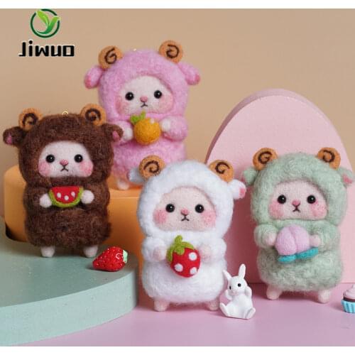 Jiwuo Wool Needle Felting Material Package Wool Felt Craft Poke Set Non-Finished DIY Sheep Handcraft Gifts Ornaments Pendant