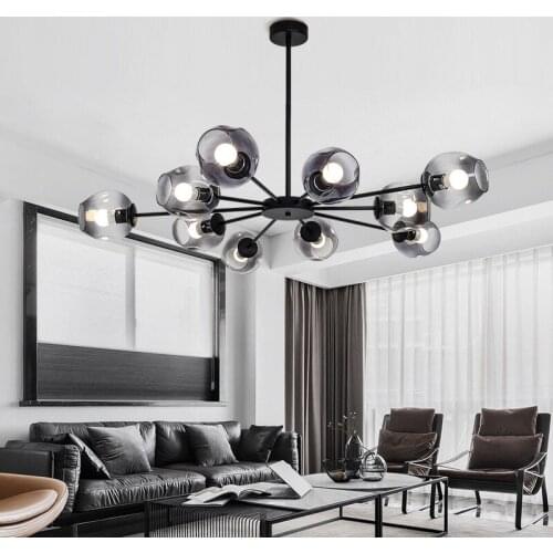 Modern Led Chandeliers for Living Room Nordic LOFT Metal Indoor Decor Glass Ball Bedroom Lighting Dining Bar Stairs Hanging Lamp
