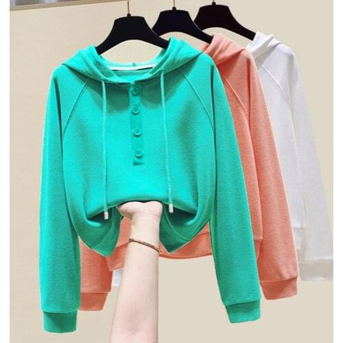 Vintage Fashion Women Cotton Hoodie Casual Long Sleeve Sweatshirt Women 2021 Spring and Autumn Loose Hoodie Tops