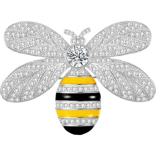 Vintage Gold Bug Insect Bee Brooch Pins Yellow Bumble Bee Crystal Broach Pin Jewellery Gift DIY Craft Embellishment Brooches