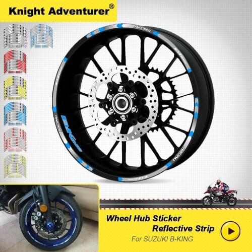 High Quality Motorcycle Tire waterproof wheel logo stickers reflective stripe moto decals For SUZUKI B-KING BKING bking