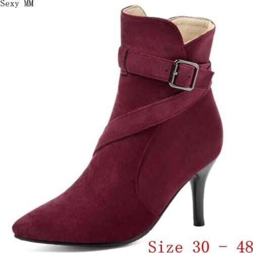Spring Autumn High Heels Women Ankle Boots Woman Short Boots High Heel Shoes Small Plus Size 30 - 40 41 42 43 44 45 46 47 48