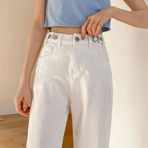 Womens Jeans 2021 New Korean Fashion High Waist Straight Skinny Casual Denim Trousers Trend Vintage Female Pants