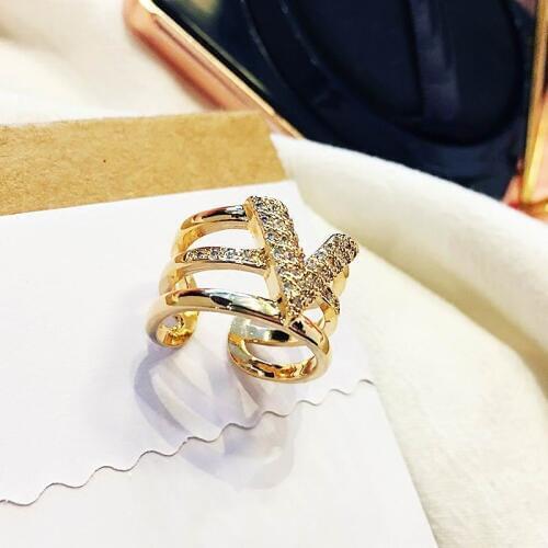 2020 Chic Jewelry Rings For Women Multi Layers Big V Shaped Open Ring Adjustable Bijoux Personality Gift