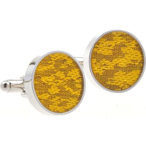 10pairs/lot Silver Round Cloth Woven Pattern Cufflinks Fabric Inlaid Cuff Links Shirt Cuff Button Mens Jewelry Gift