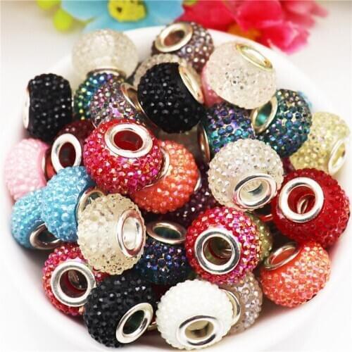 10Pcs Lot Big Hole Crystal Shape Plastic European Beads Charms Fit Pandora Bracelet Necklace Curtains Keychain Jewelry Making