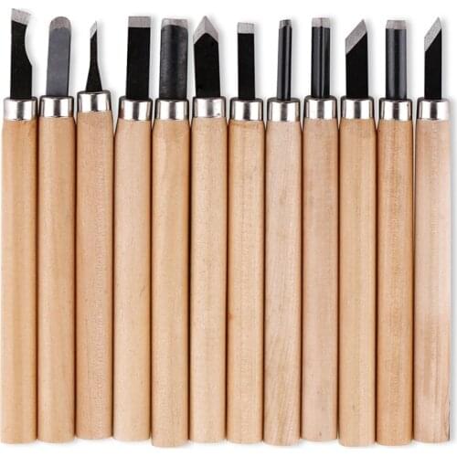 12pcs Professional Wood Carving Chisel Knife Hand Tool Set For Basic Detailed Carving Woodworkers Gouges Multi Purpose DIY